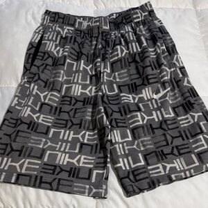 Nike Men's Graphic Black and Gray Athletic Shorts